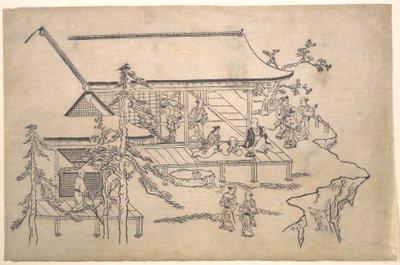 Scène de contemplation des fleurs - Hishikawa Moronobu
