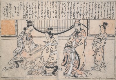 Yang Guifei et une autre dame jouant à un jeu tandis que l