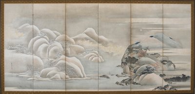 Paysage : deux des quatre saisons, automne et hiver, période Edo - Hishikawa Sori