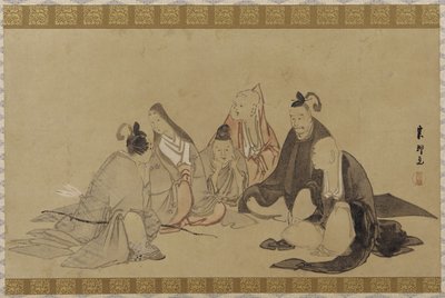 Les Six Poètes Immortels, Période Edo (encre et couleur sur papier) - Hishikawa Sori