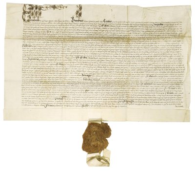 Document signé par la reine Élisabeth I avec le Grand Sceau royal, 1564 - Historical Document