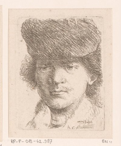 Portrait de Rembrandt avec un grand bonnet - Honoré Coussin