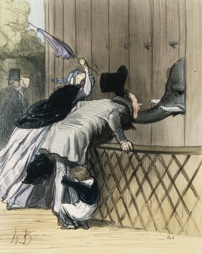 Une frayeur au Jardin des Plantes, de "Les Étrangers à Paris" par Honoré Daumier, Aubert et Compagnie, 1844 - Honoré Daumier
