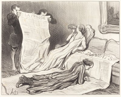 Abonnés recevant leur journal... - Honoré Daumier