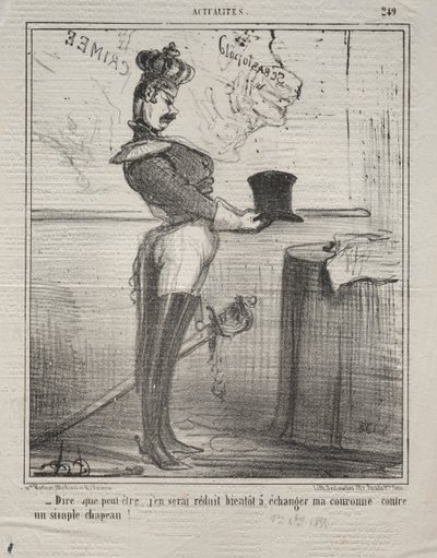 Actualités No. 249: Ils disent que je serai bientôt réduit à échanger ma couronne..., 1855 - Honoré Daumier