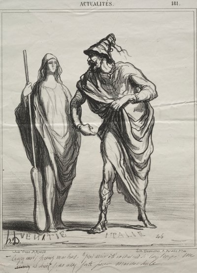 Actualités, planche 181 : Pour qui me prenez-vous ! Prenez mon bras, 1866 - Honoré Daumier