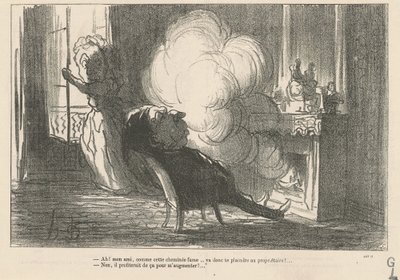Ah! Comme cette cheminée fume... - Honoré Daumier