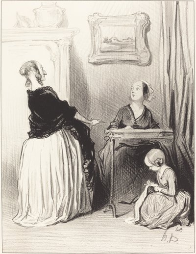 Ah!... quelle singulière éducation vous donnez à votre fille?... - Honoré Daumier