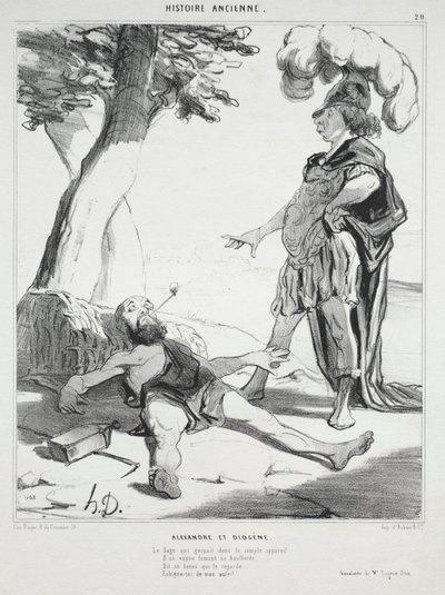 Histoire ancienne, planche 20 : Alexandre et Diogène, 14 août 1842 - Honoré Daumier