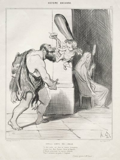 Histoire ancienne, planche 25 : Hercule subjugué par Cupidon, 18 septembre 1842 - Honoré Daumier