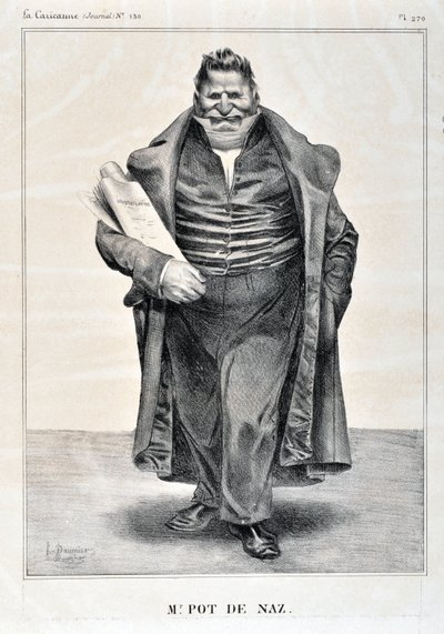 Œuvre de Honoré Daumier (1808-1879). Charivari date de 1833 : Série CÉLÉBRITÉS DE LA CARICATURE « M. Pot de Naz » MUSÉE DES BEAUX-ARTS - PALAIS LONGCHAMP, MARSEILLE - Honoré Daumier