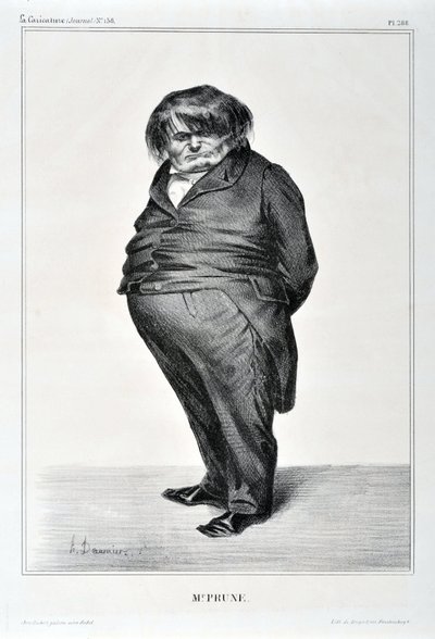 Œuvre de Honoré Daumier (1808-1879). Charivari date de 1833 : Série CÉLÉBRITÉS DE LA CARICATURE - M. Plum. MUSEE DES BEAUX ARTS - PALAIS LONGCHAMP, MARSEILLE - Honoré Daumier