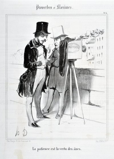 Œuvre de Honoré Daumier (1808-1879). Charivari date de 1840 : Série PROVERBES ET MAXIMES - La patience est la vertu des ânes. MUSEE DES BEAUX ARTS - PALAIS LONGCHAMP, MARSEILLE - Honoré Daumier