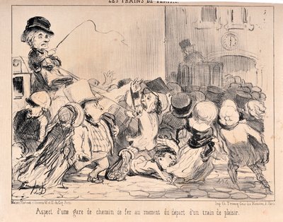 Œuvre de Honoré Daumier (1808-1879). Charivari daté de 1852 : Série LES TRAINS DE PLAISIR Apparence d