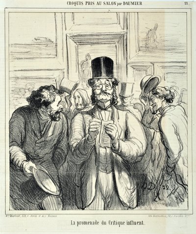 Œuvre de Honoré Daumier (1808-1879). Charivari date de 1865 : Série Croquis pris au Salon La promenade du critique influent MUSEE DES BEAUX ARTS - PALAIS LONGCHAMP, MARSEILLE - Honoré Daumier