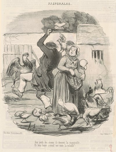 Aux petits des oisons, ils donnent la mangeaille - Honoré Daumier