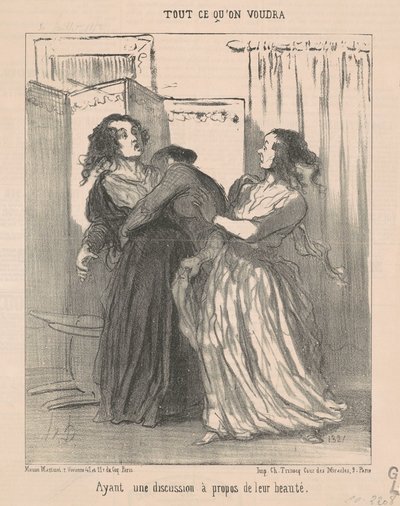 Ayant une discussion à propos de leur beauté - Honoré Daumier