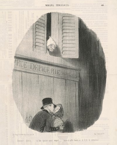 Bonsoir chérie...si ton épicier nous voyait... - Honoré Daumier