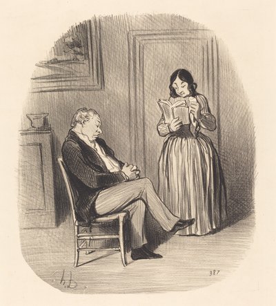 Bourgeois se faisant lire, après dîner, quelques chapitres - Honoré Daumier
