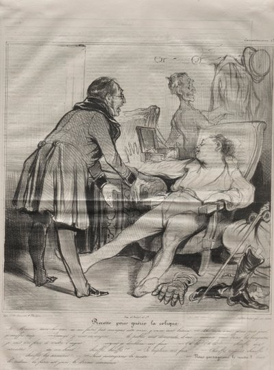 Caricaturana, planche 72 : Recette pour guérir la colique, 14 janvier 1838 - Honoré Daumier