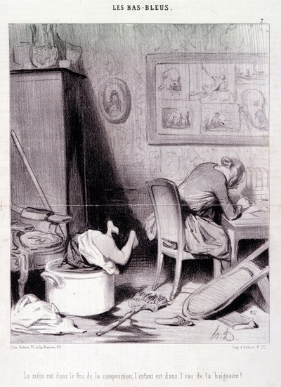 Caricature sur les femmes écrivains. Série 