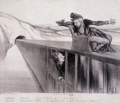 Dessin humoristique de Daumier « Les Chemins de Fer », sd. 19e siècle - Honoré Daumier