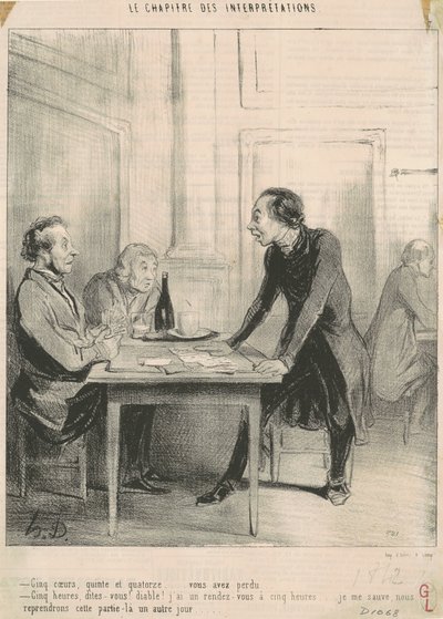 Cinq coeurs, quinte et quatorze ... - Honoré Daumier