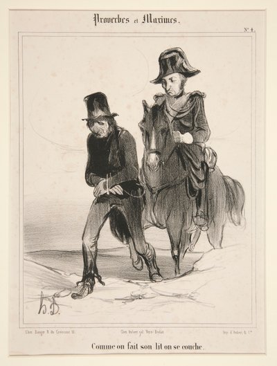 Comme on fait son lit on se couche, planche 4 de Proverbes et Maximes - Honoré Daumier