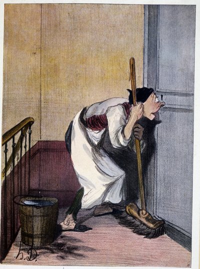 Concierge regardant par un trou de serrure - Honoré Daumier