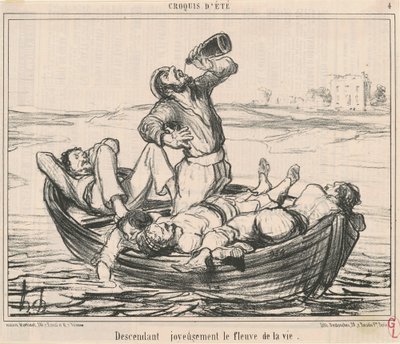 Descendant joyeusement le fleuve de la vie - Honoré Daumier