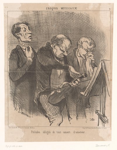 Trois musiciens amateurs avant un concert - Honoré Daumier
