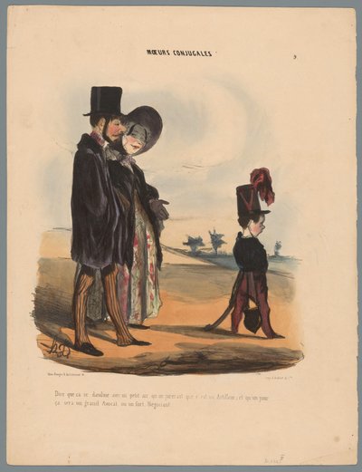 Couple se promenant avec un enfant - Honoré Daumier