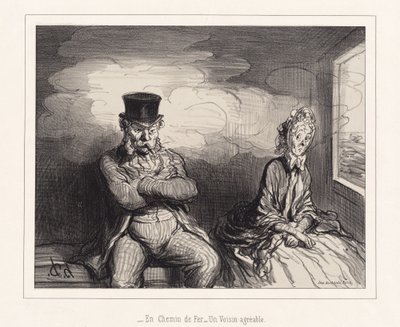 En chemin de fer... un voisin agréable - Honoré Daumier