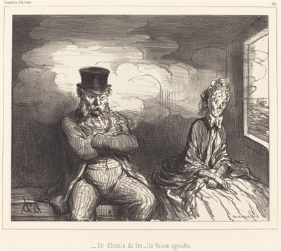 En chemin de fer... un voisin agréable - Honoré Daumier