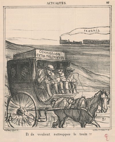 Et ils veulent rattraper le train! - Honoré Daumier