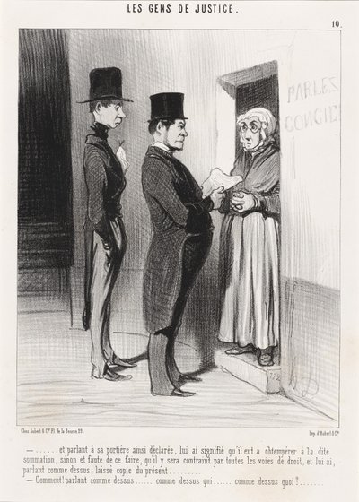 Et parlant à sa portière ainsi déclarée... - Honoré Daumier