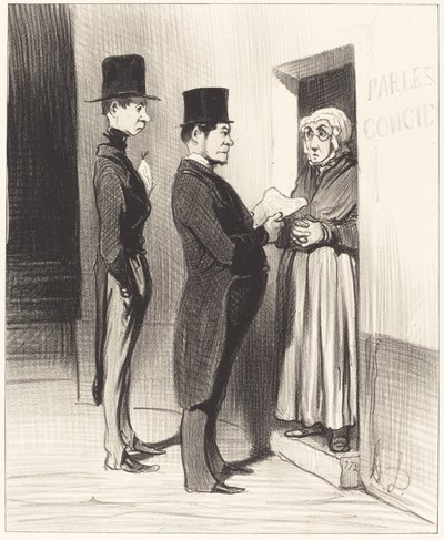 Et parlant à sa portière ainsi déclarée... - Honoré Daumier