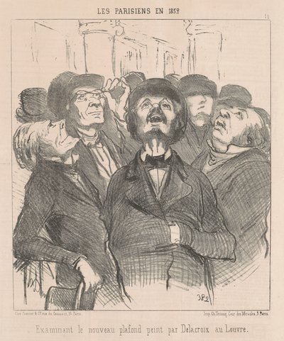 Examinant le nouveau plafond - Honoré Daumier