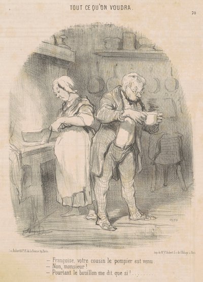 François, votre cousin le pompier est venu ... - Honoré Daumier