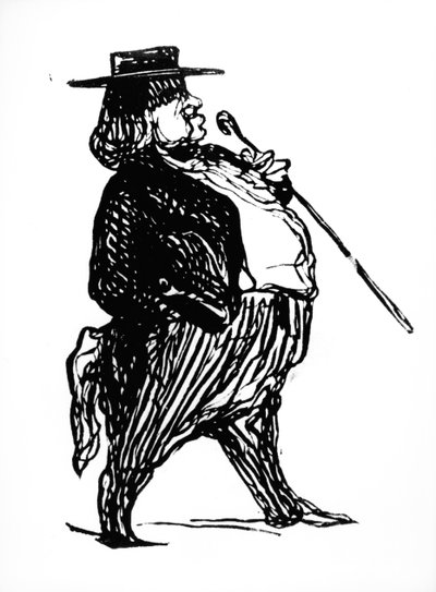 Honoré de Balzac (1799-1850) avec une canne, probablement dessiné pour le livre 