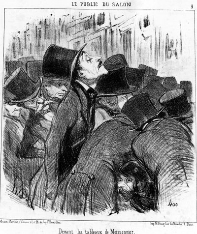 Devant les tableaux de Meissonnier, tiré de « Peintures et Salons », série de caricatures par Honoré Daumier (1808-1879). « Charivari » - Honoré Daumier