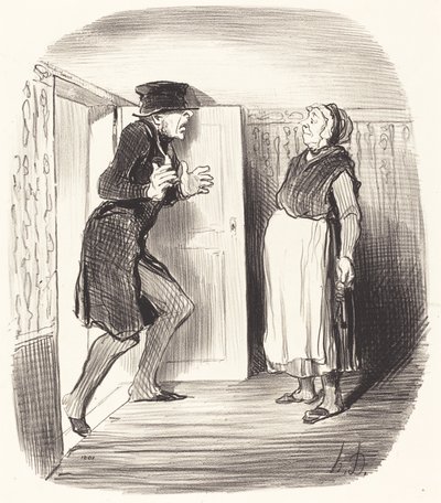 Inconvénient de visiter sans précaution un entresol... - Honoré Daumier