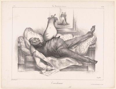 Karikatuur van Gilbert du Motier, markies de la Fayette, tijdens een nachtmerrie - Honoré Daumier