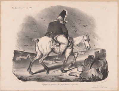 Caricature de Louis-Philippe Ier, roi de France, à cheval parmi les cadavres (Voyage à travers les populations empressées) - Honoré Daumier