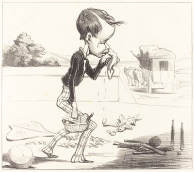 Le jeune Estancelin est obligé de rentrer en classe! - Honoré Daumier