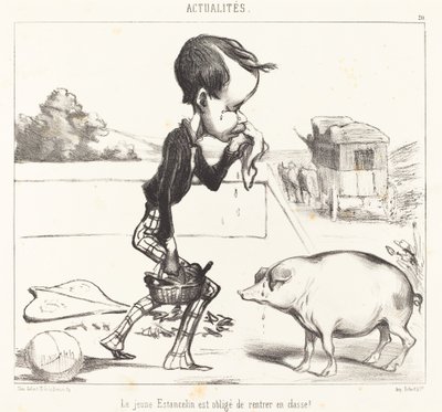 Le jeune Estancelin est obligé de rentrer en classe! - Honoré Daumier