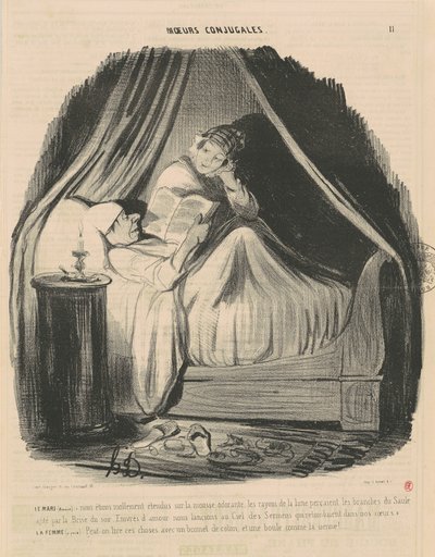 Le mari lisant: nous étions mollement étendus... - Honoré Daumier