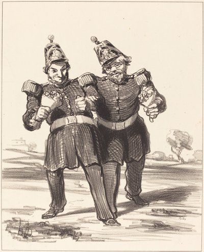 Les Deux Banqueteurs en Joie - Honoré Daumier