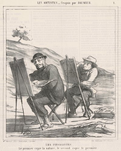 Les paysagistes. Le premier copie la nature - Honoré Daumier
