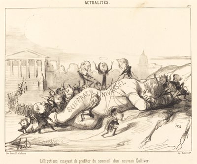 Lilliputiens essayant de profiter du sommeil... - Honoré Daumier